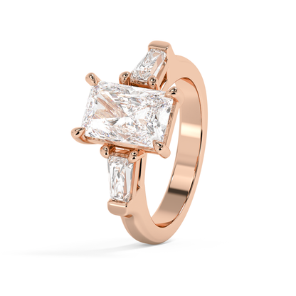 Emerald Solitaire Lab Grown Diamond Engagement Ring