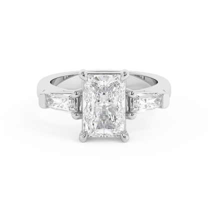Emerald Solitaire Lab Grown Diamond Engagement Ring