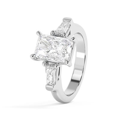 Emerald Solitaire Lab Grown Diamond Engagement Ring