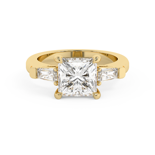 Emerald Solitaire Lab Grown Diamond Engagement Ring