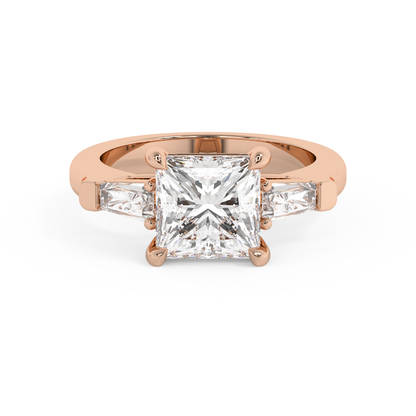 Emerald Solitaire Lab Grown Diamond Engagement Ring