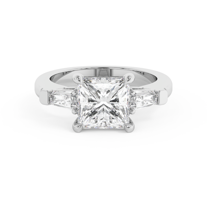 Emerald Solitaire Lab Grown Diamond Engagement Ring