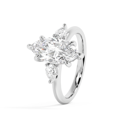 Emerald Solitaire Lab Grown Diamond Engagement Ring