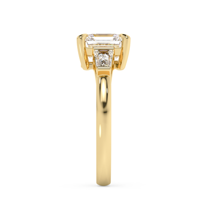 Emerald Solitaire Lab Grown Diamond Engagement Ring