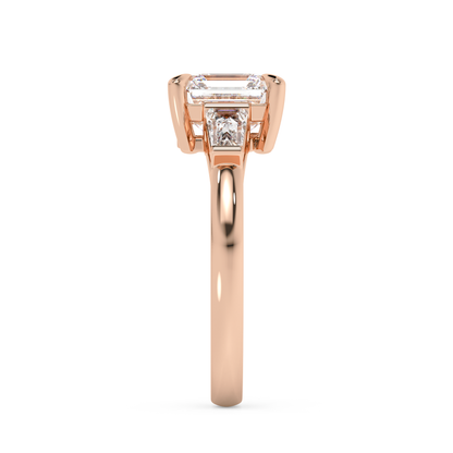 Emerald Solitaire Lab Grown Diamond Engagement Ring