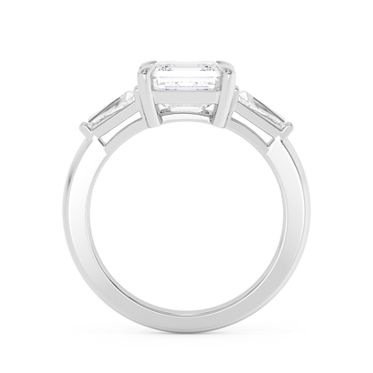 Emerald Solitaire Lab Grown Diamond Engagement Ring