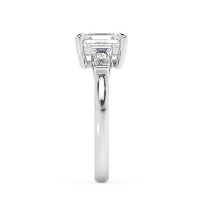 Emerald Solitaire Lab Grown Diamond Engagement Ring