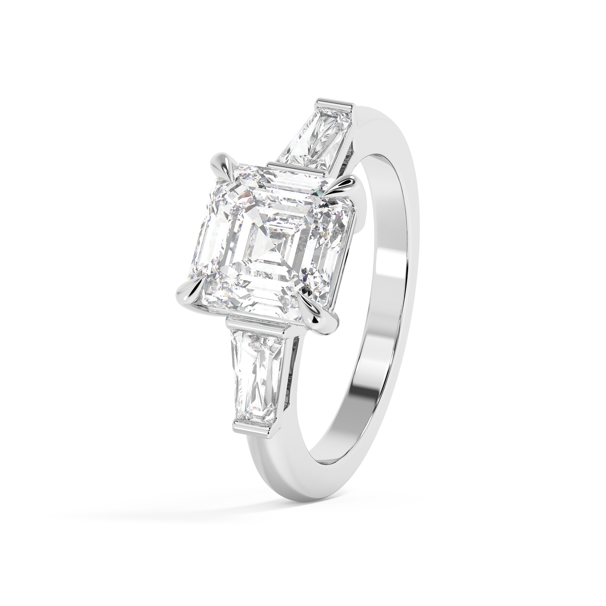 Emerald Solitaire Lab Grown Diamond Engagement Ring