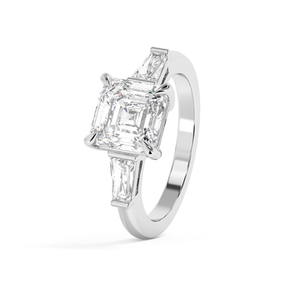 Emerald Solitaire Lab Grown Diamond Engagement Ring