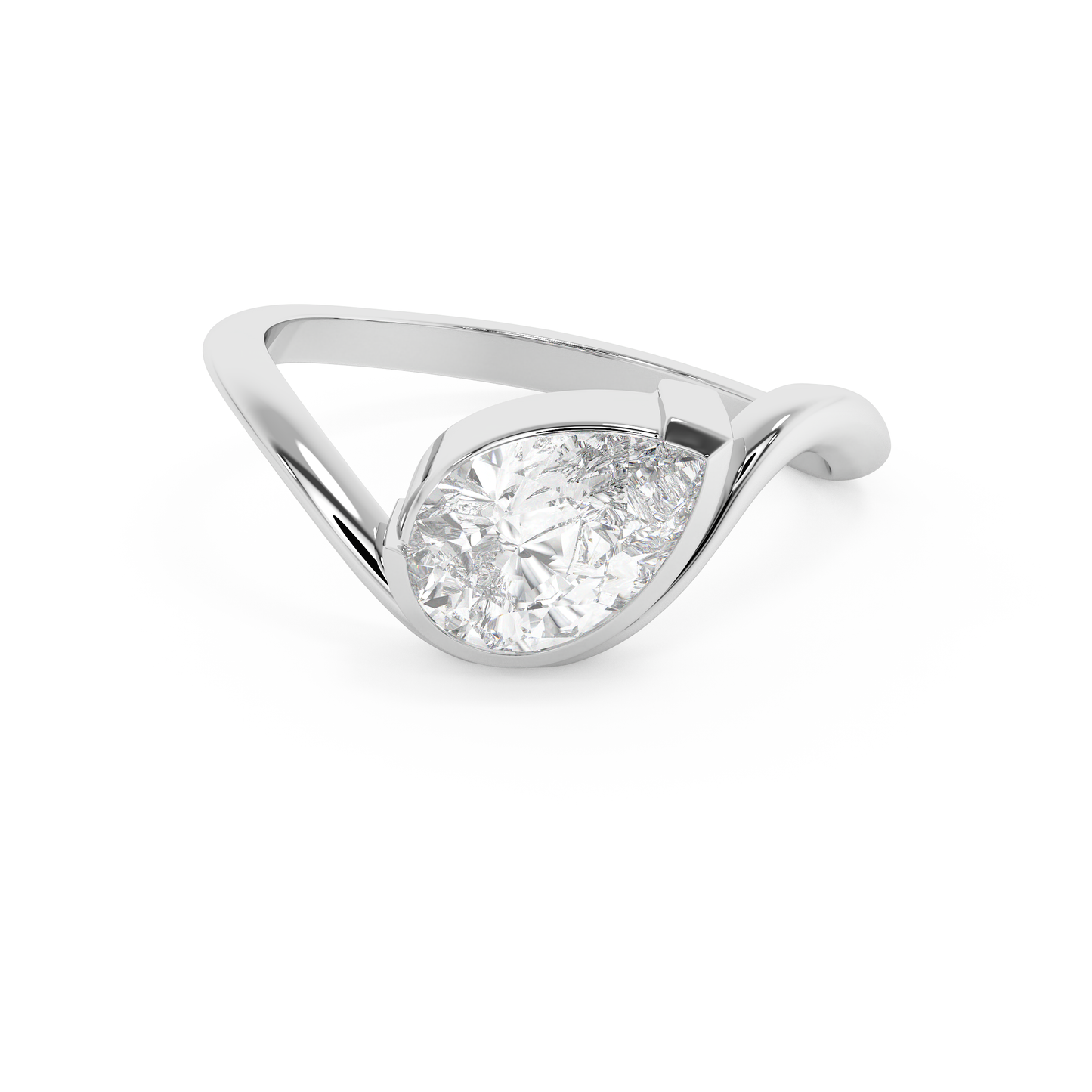 Emerald Solitaire Lab Grown Diamond Engagement Ring