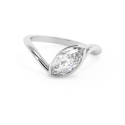 Emerald Solitaire Lab Grown Diamond Engagement Ring