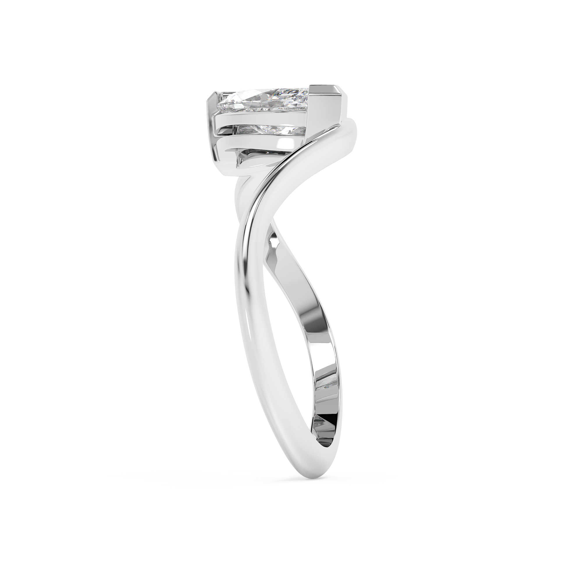 Emerald Solitaire Lab Grown Diamond Engagement Ring