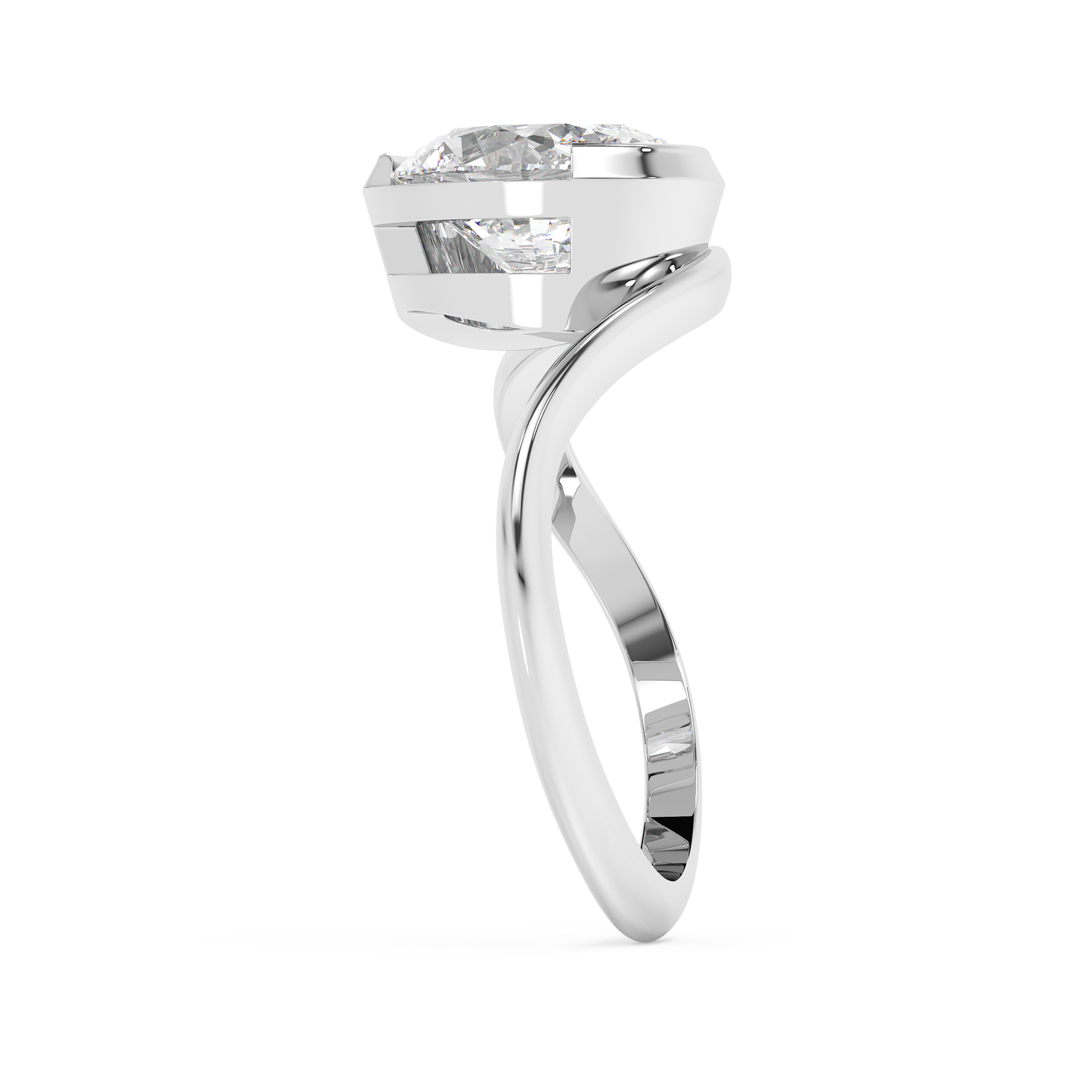 Emerald Solitaire Lab Grown Diamond Engagement Ring