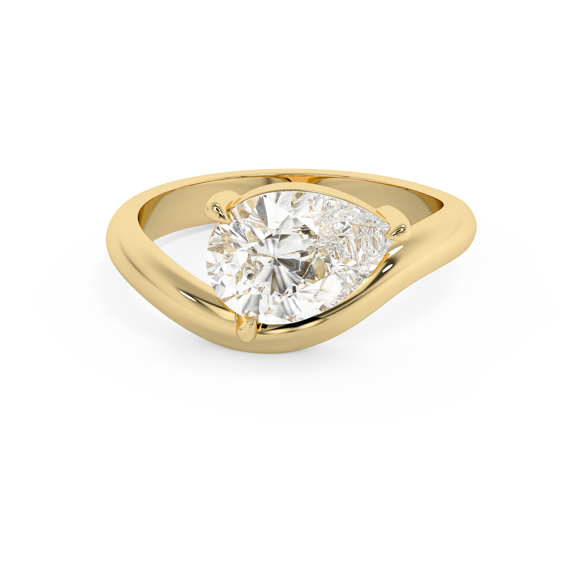 Emerald Solitaire Lab Grown Diamond Engagement Ring