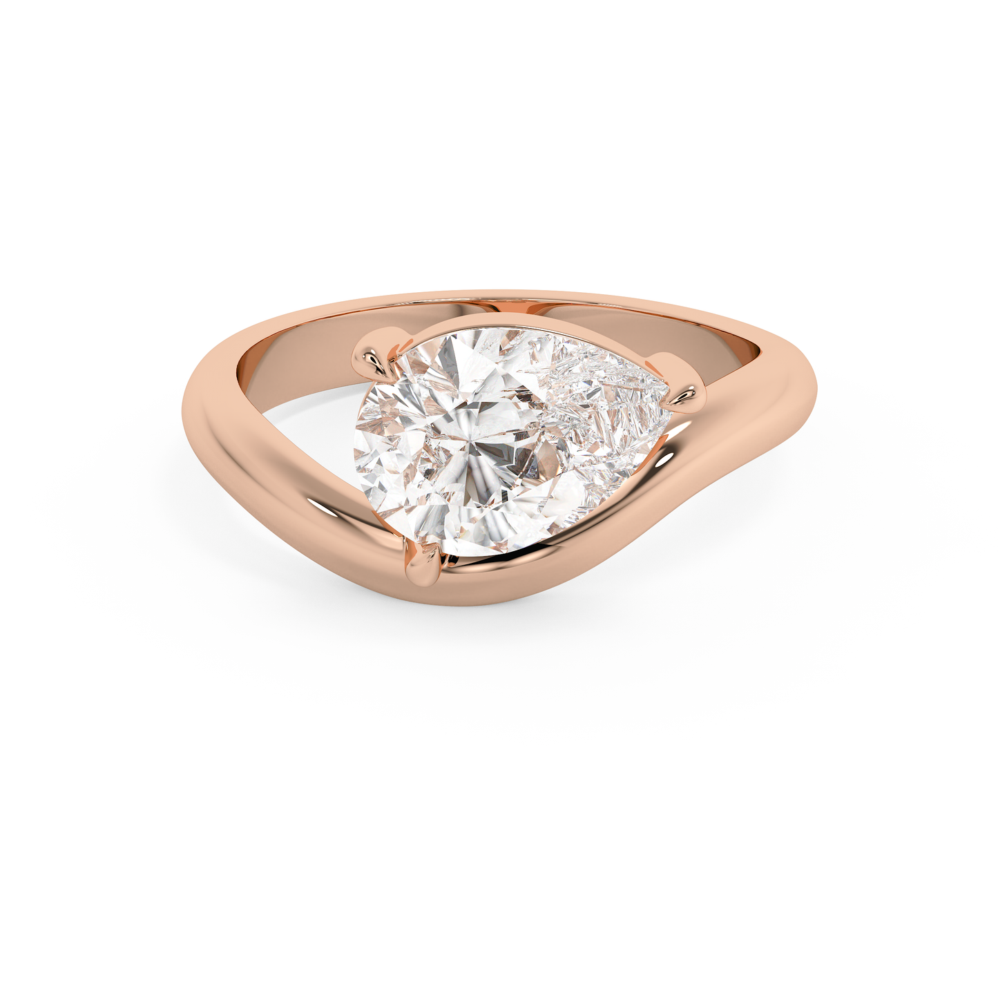 Emerald Solitaire Lab Grown Diamond Engagement Ring
