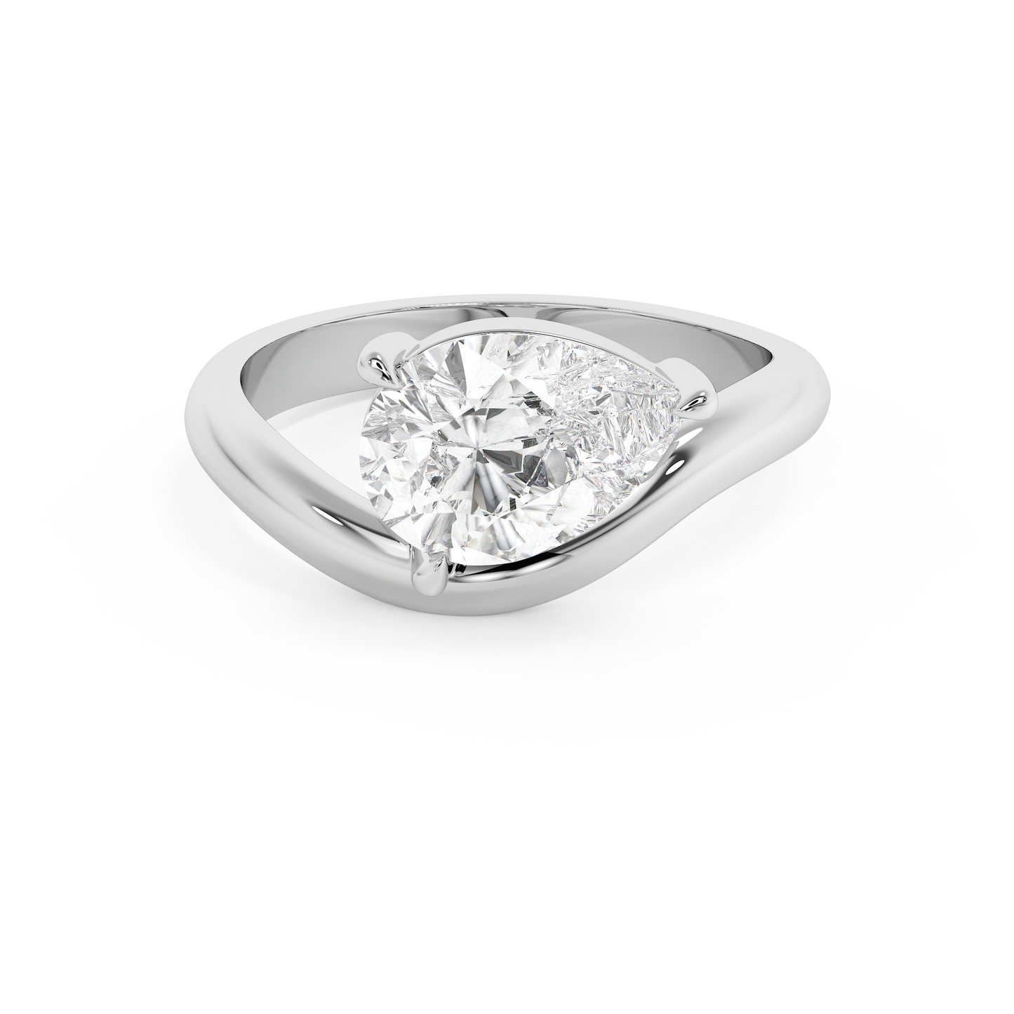 Emerald Solitaire Lab Grown Diamond Engagement Ring
