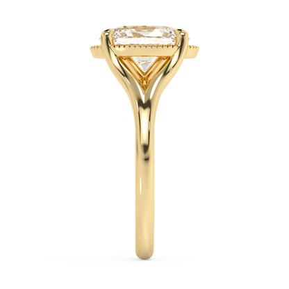 Emerald Solitaire Lab Grown Diamond Engagement Ring