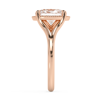 Emerald Solitaire Lab Grown Diamond Engagement Ring
