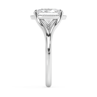 Emerald Solitaire Lab Grown Diamond Engagement Ring