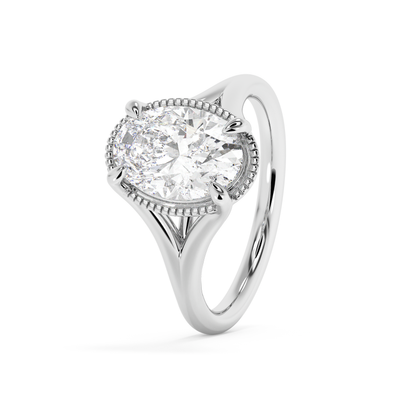 Emerald Solitaire Lab Grown Diamond Engagement Ring