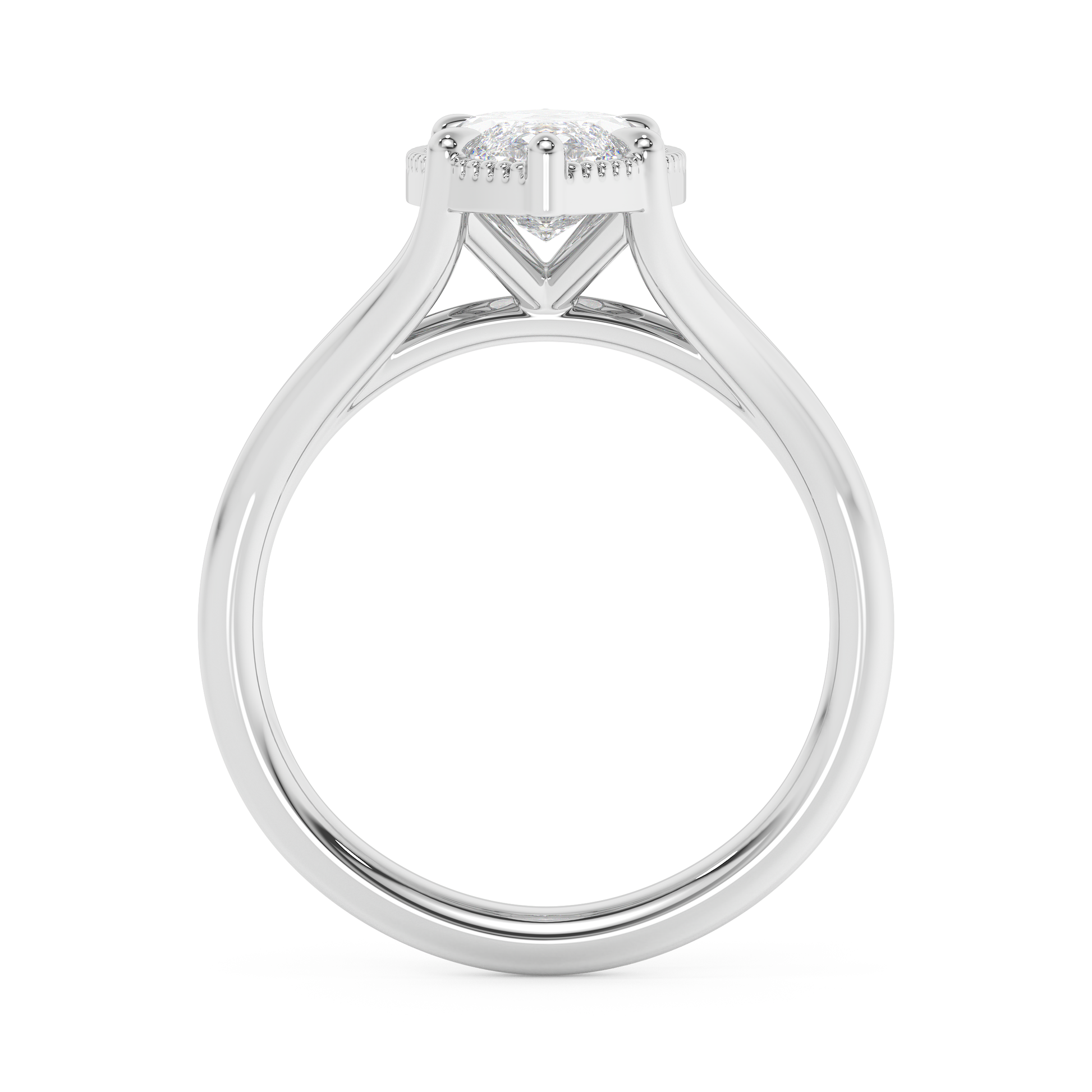 Emerald Solitaire Lab Grown Diamond Engagement Ring