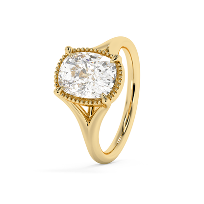 Emerald Solitaire Lab Grown Diamond Engagement Ring