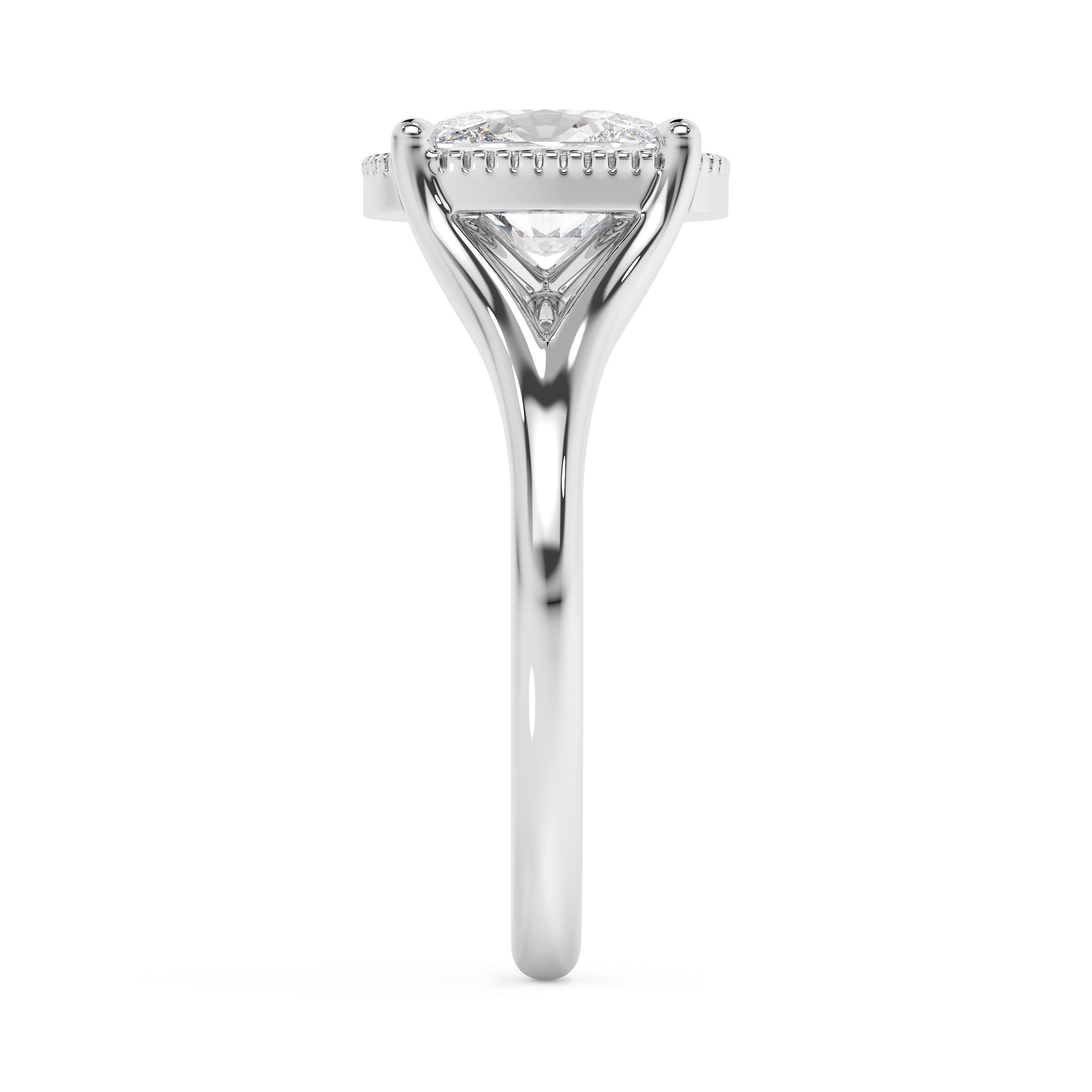 Emerald Solitaire Lab Grown Diamond Engagement Ring