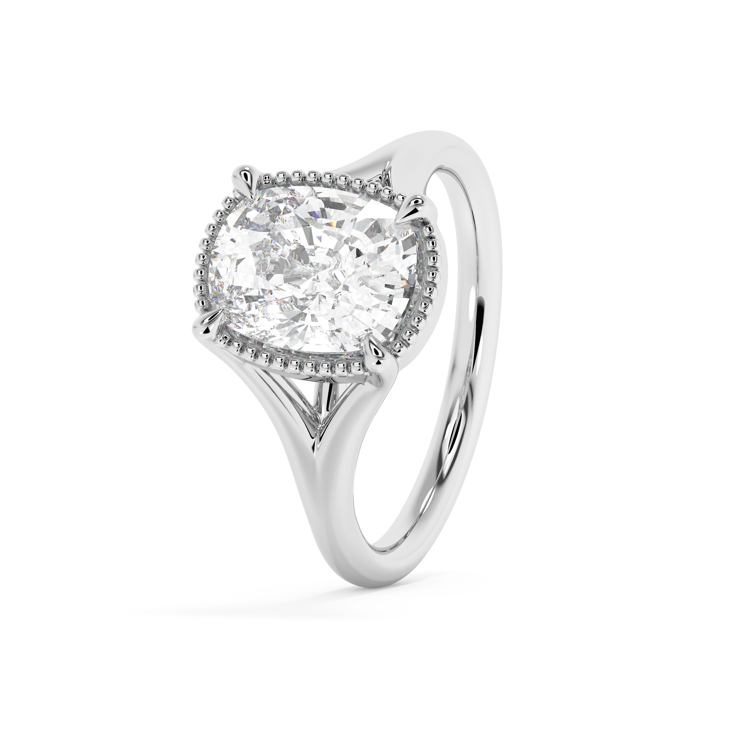 Emerald Solitaire Lab Grown Diamond Engagement Ring