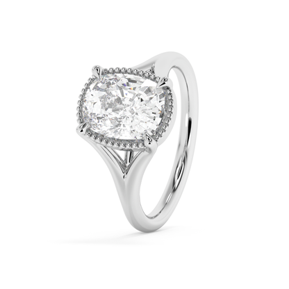 Emerald Solitaire Lab Grown Diamond Engagement Ring