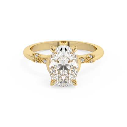 Emerald Solitaire Lab Grown Diamond Engagement Ring