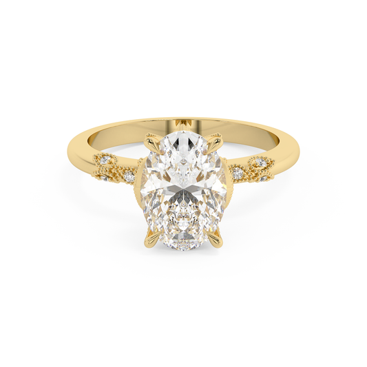 Emerald Solitaire Lab Grown Diamond Engagement Ring