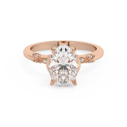 Emerald Solitaire Lab Grown Diamond Engagement Ring
