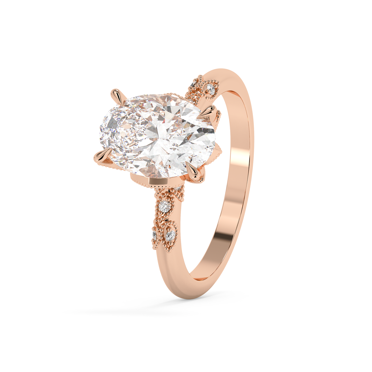 Emerald Solitaire Lab Grown Diamond Engagement Ring
