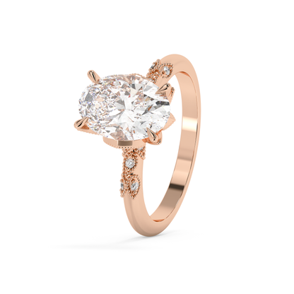 Emerald Solitaire Lab Grown Diamond Engagement Ring
