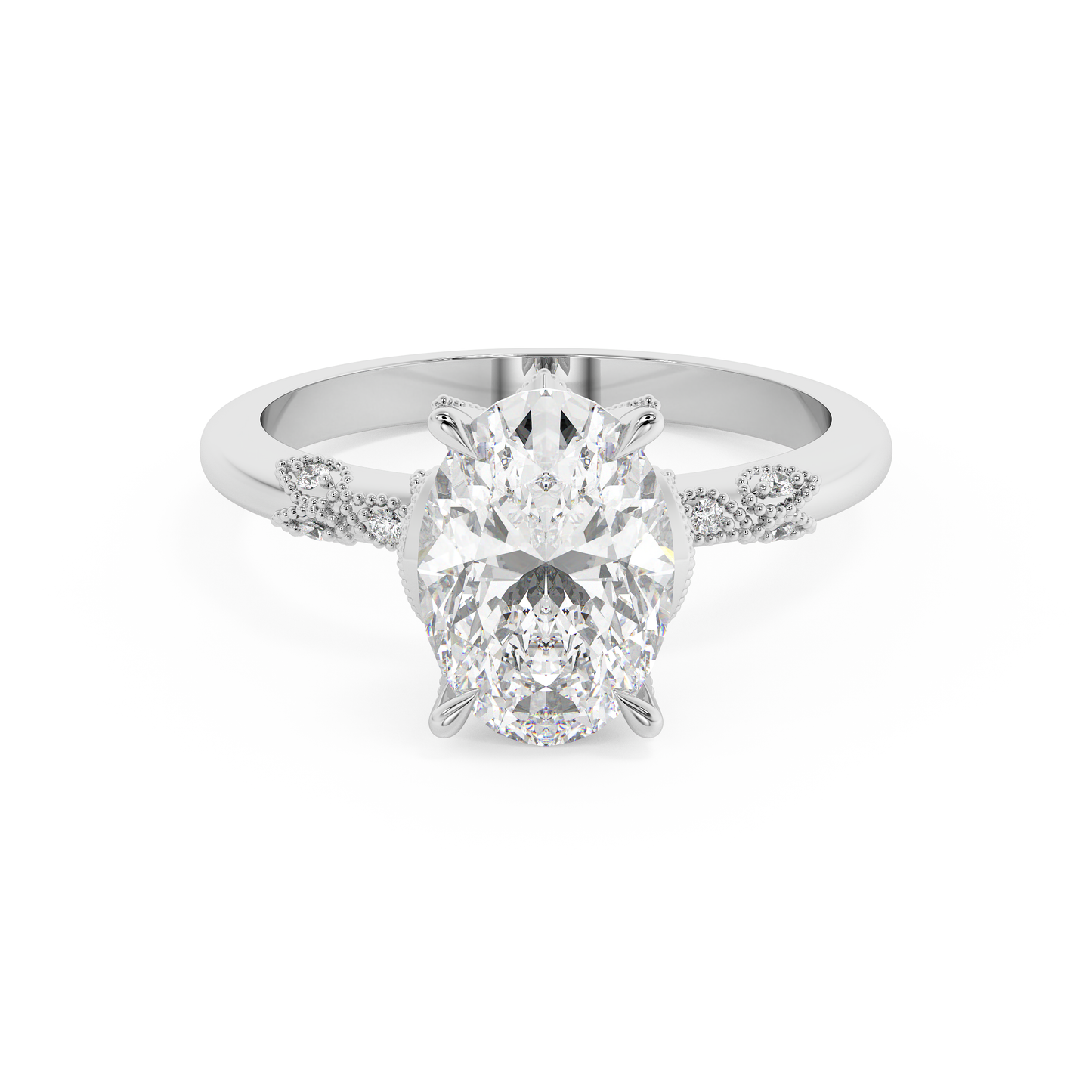 Emerald Solitaire Lab Grown Diamond Engagement Ring
