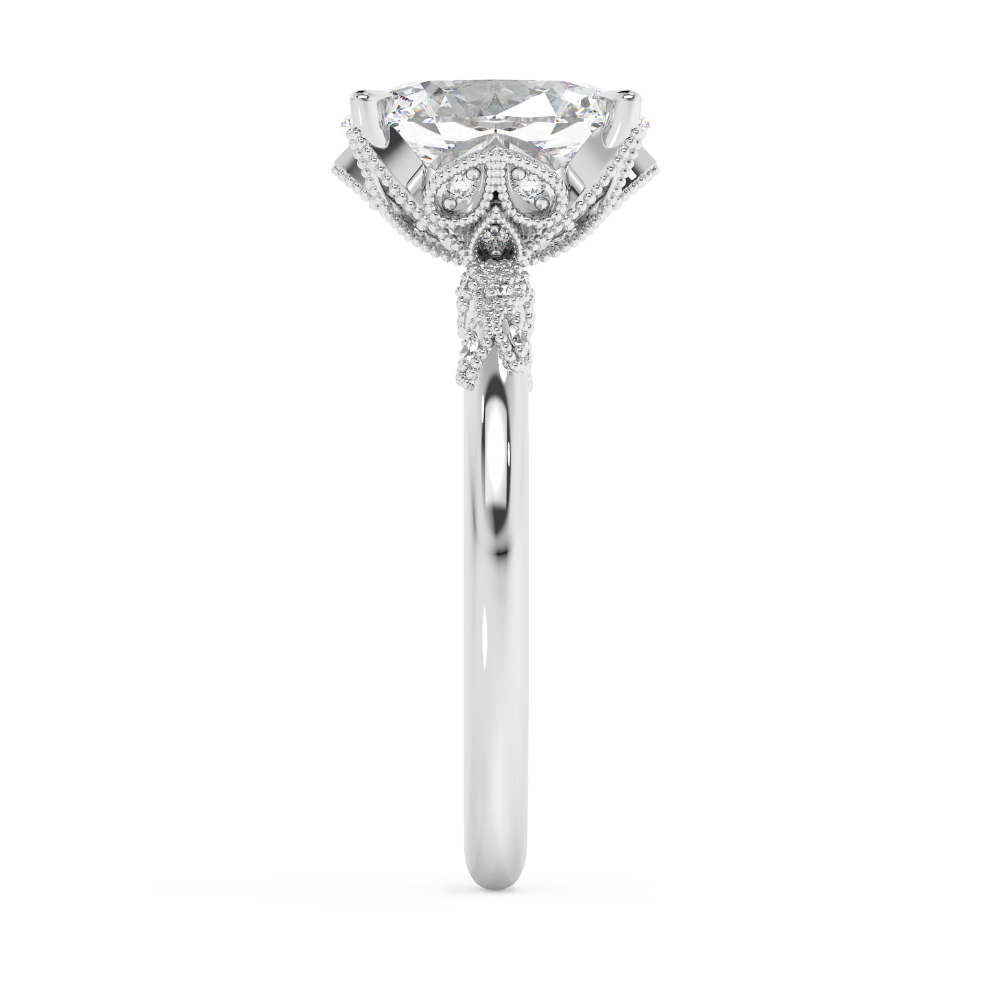 Emerald Solitaire Lab Grown Diamond Engagement Ring