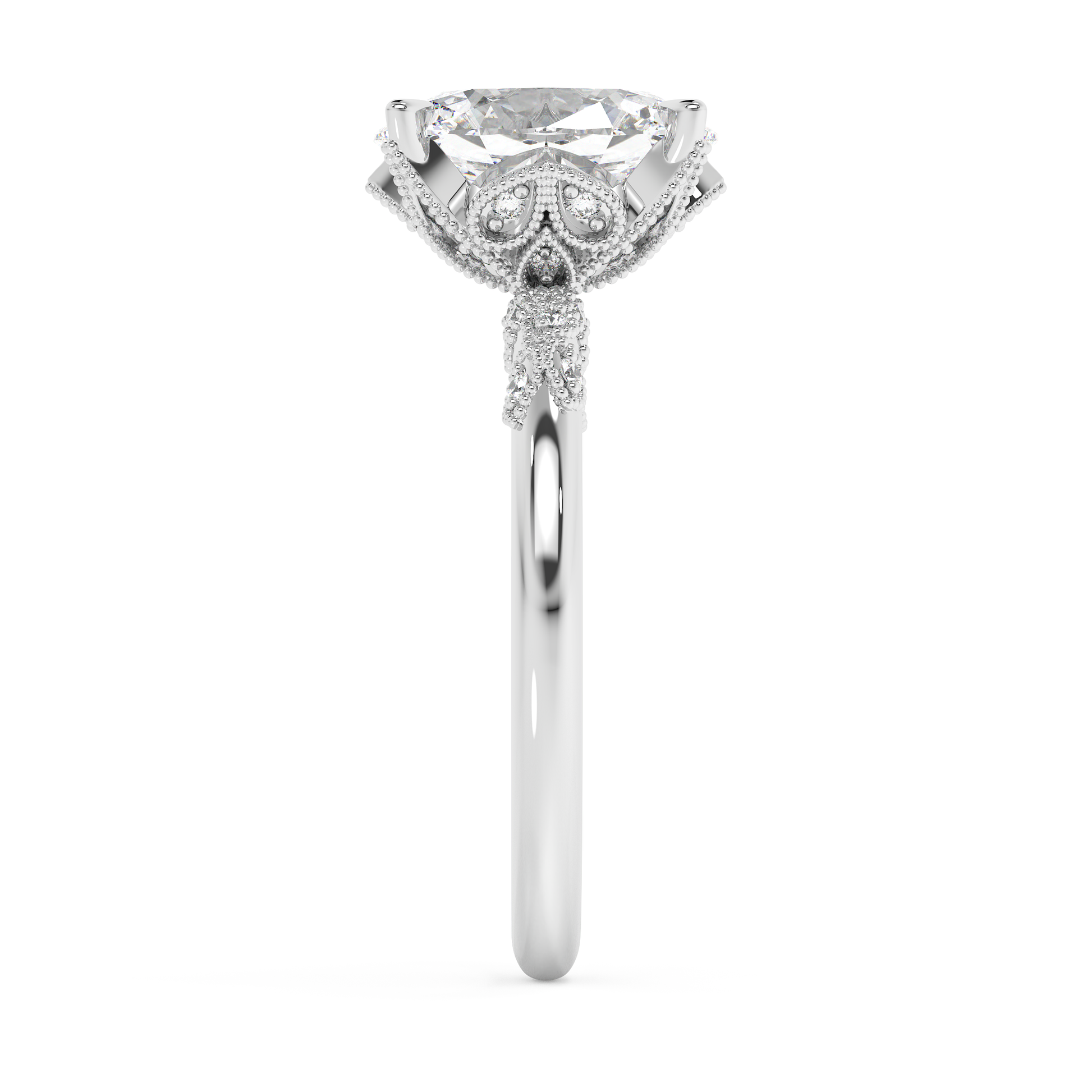 Emerald Solitaire Lab Grown Diamond Engagement Ring