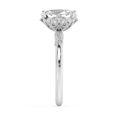 Emerald Solitaire Lab Grown Diamond Engagement Ring