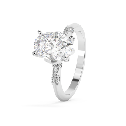 Emerald Solitaire Lab Grown Diamond Engagement Ring