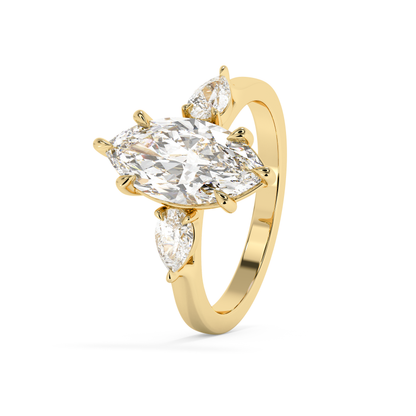 Emerald Solitaire Lab Grown Diamond Engagement Ring