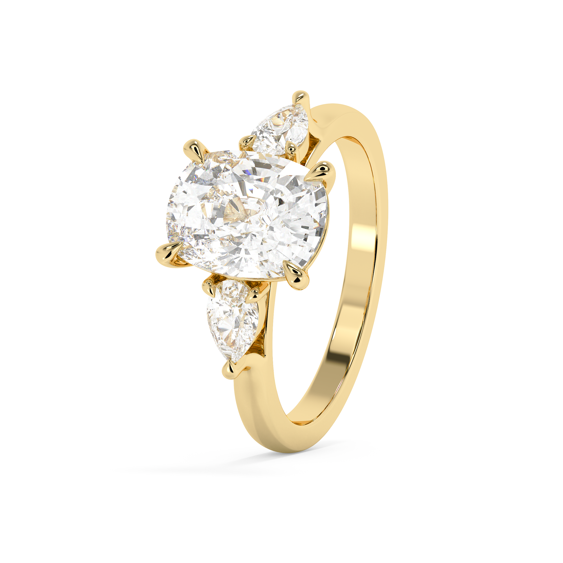 Emerald Solitaire Lab Grown Diamond Engagement Ring