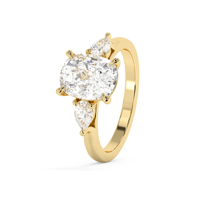 Emerald Solitaire Lab Grown Diamond Engagement Ring