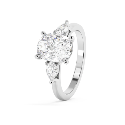 Emerald Solitaire Lab Grown Diamond Engagement Ring