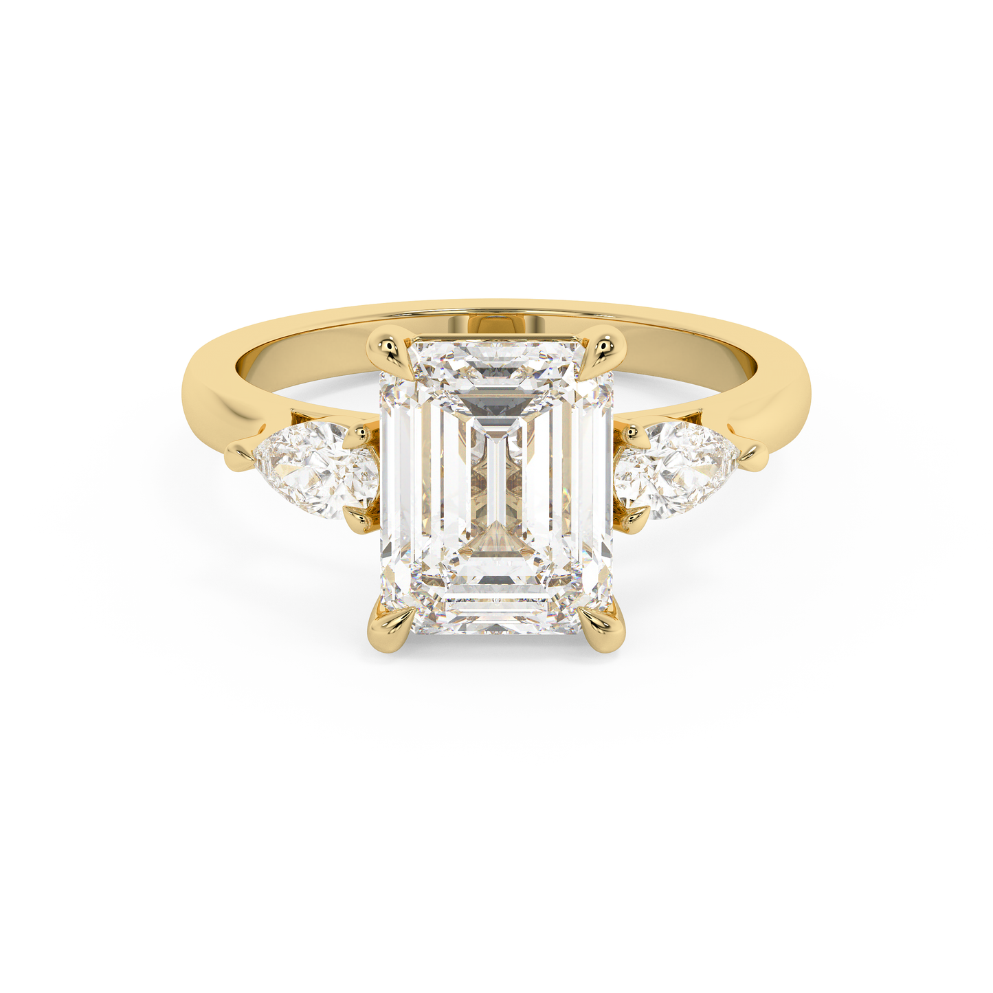 Emerald Solitaire Lab Grown Diamond Engagement Ring