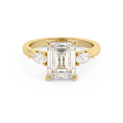 Emerald Solitaire Lab Grown Diamond Engagement Ring