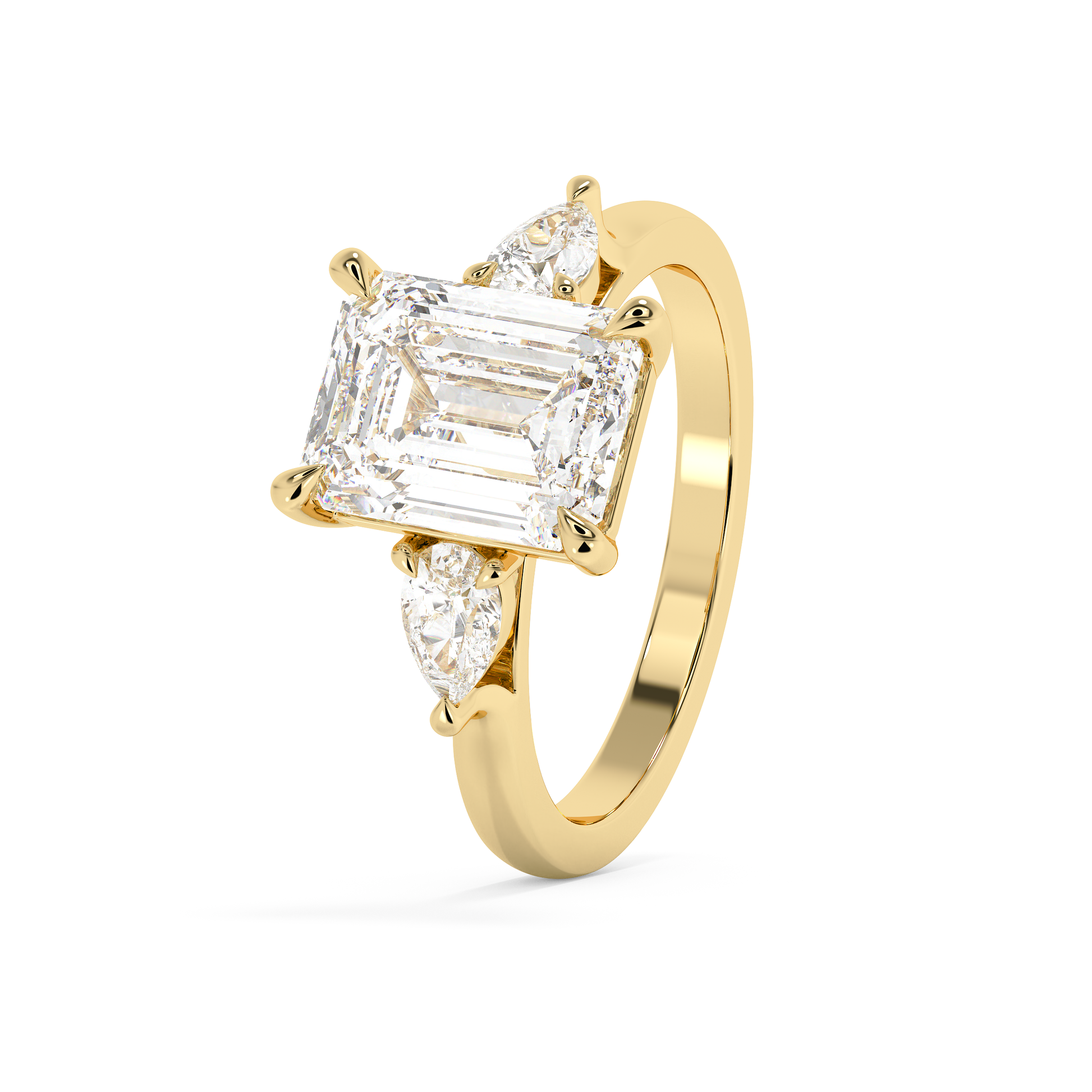 Emerald Solitaire Lab Grown Diamond Engagement Ring