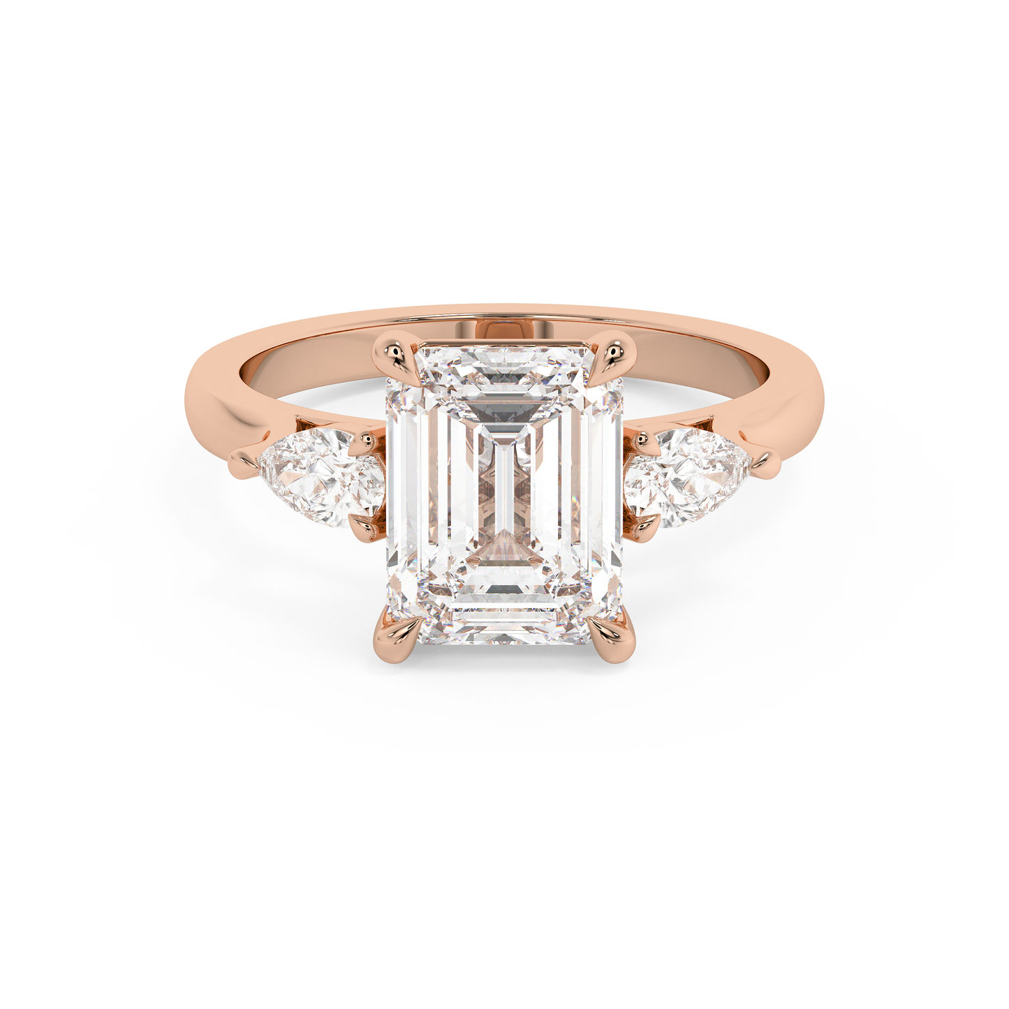 Emerald Solitaire Lab Grown Diamond Engagement Ring