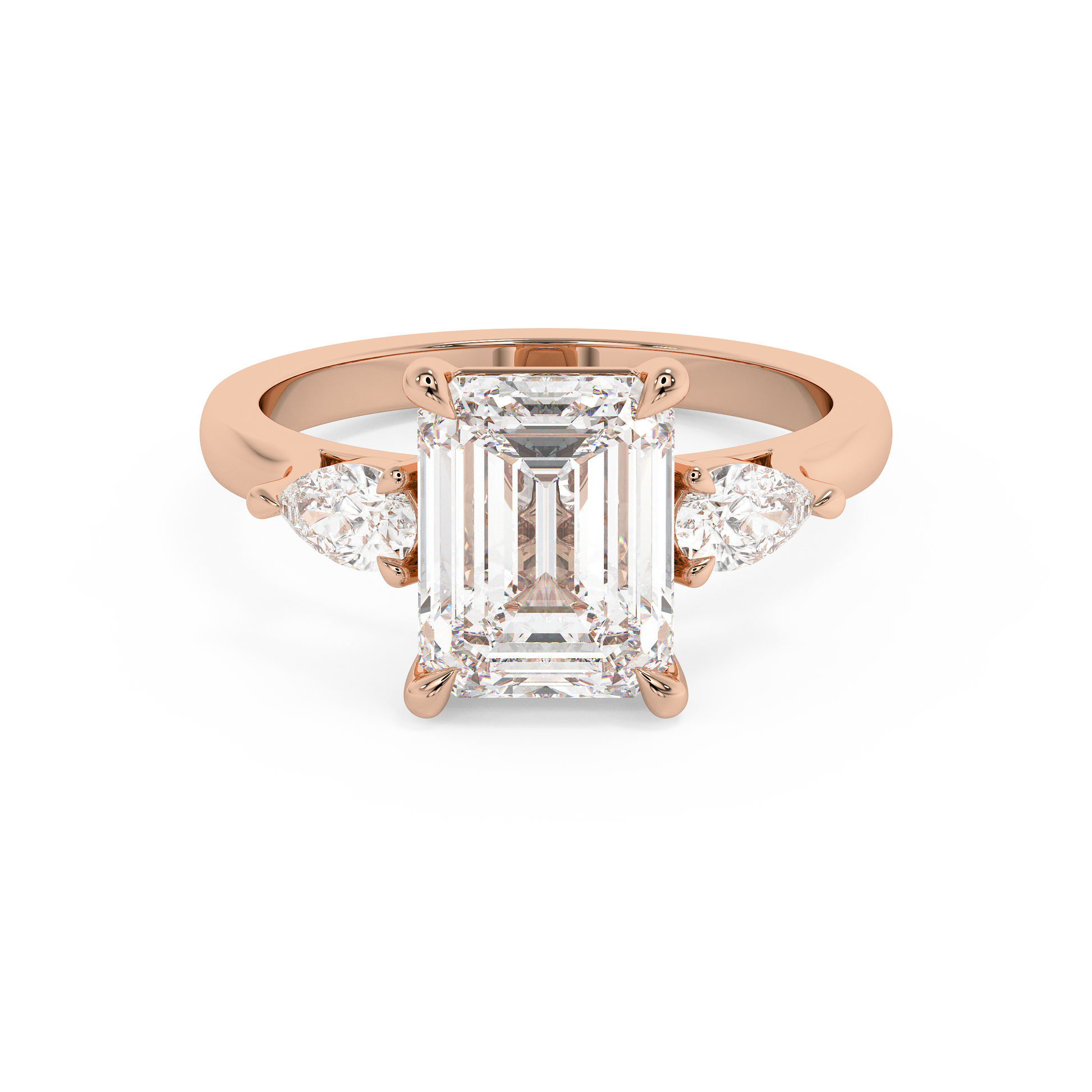 Emerald Solitaire Lab Grown Diamond Engagement Ring