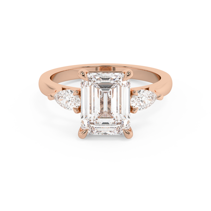 Emerald Solitaire Lab Grown Diamond Engagement Ring