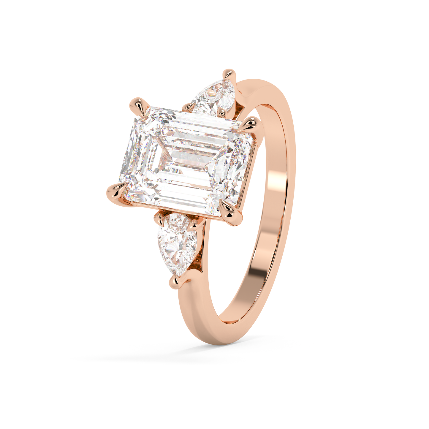 Emerald Solitaire Lab Grown Diamond Engagement Ring